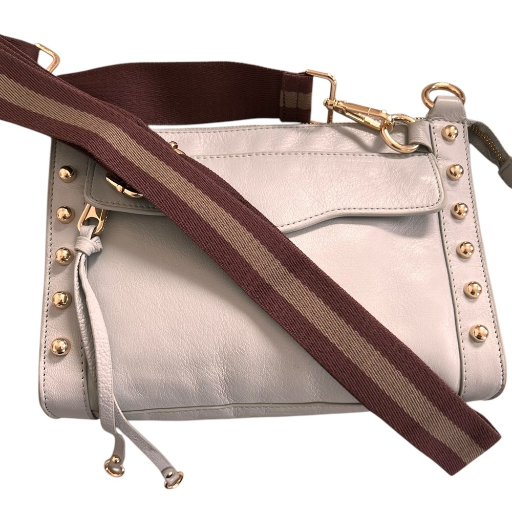 Rebecca Minkoff M.A.B. Studded Leather Crossbody Bag with wide web strap